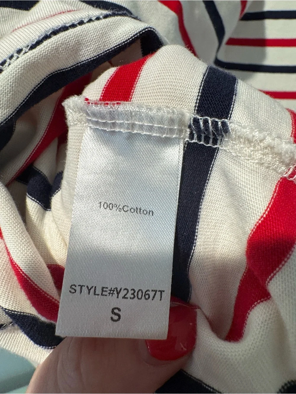 Tuckernuck Americana Stripe Hayden Tee Long-Sleeve Top in White, Red & Navy - Picture 9 of 10
